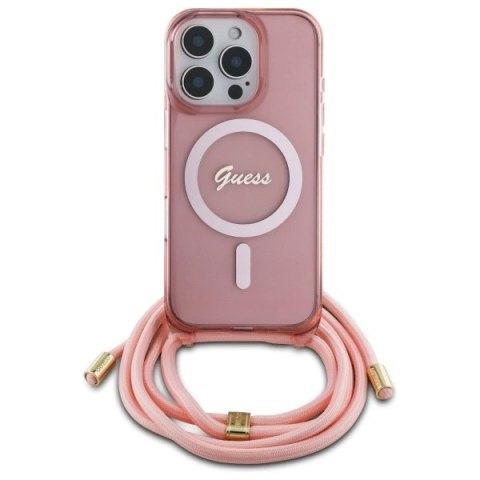 Etui na telefon Apple iPhone 16 Pro Max Guess Crossbody MagSafe różowe