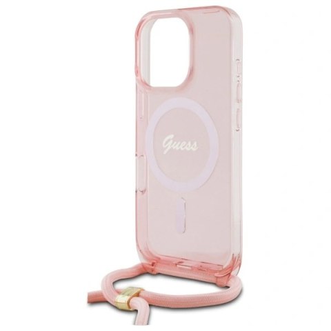 Etui na telefon Apple iPhone 16 Pro Max Guess Crossbody MagSafe różowe