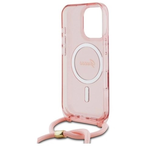 Etui na telefon Apple iPhone 16 Pro Max Guess Crossbody MagSafe różowe