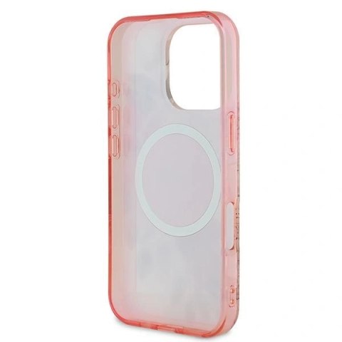 Etui na telefon iPhone 16 Pro Max Guess hardcase IML Kwiaty MagSafe różowe