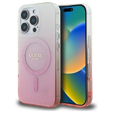 Etui na telefon Apple iPhone 16 Pro Max Guess MagSafe Glitter Gradient różowe