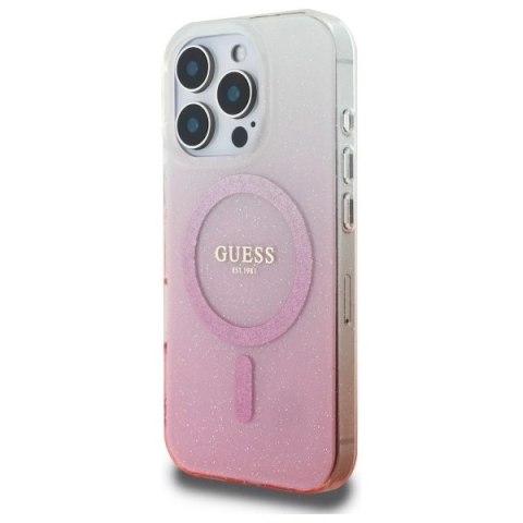 Etui na telefon Apple iPhone 16 Pro Max Guess MagSafe Glitter Gradient różowe