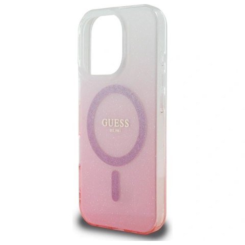 Etui na telefon Apple iPhone 16 Pro Max Guess MagSafe Glitter Gradient różowe