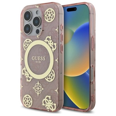 Etui na telefon Apple iPhone 16 Pro Guess MagSafe Peony różowe