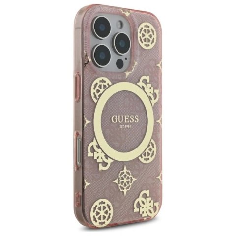 Etui na telefon Apple iPhone 16 Pro Guess MagSafe Peony różowe