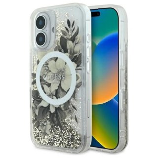 Etui na telefon Apple iPhone 16 Guess Liquid Glitter MagSafe beżowe