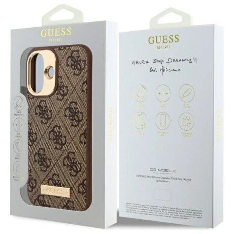 Etui na telefon Apple iPhone 16 Guess hardcase MagSafe brązowe 4G