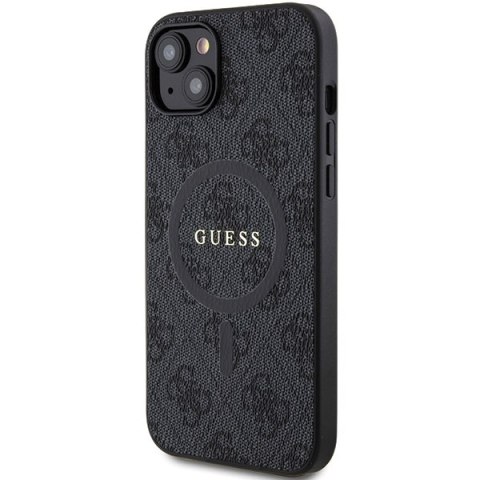 Etui na telefon Apple iPhone 15/14 Guess 4G Leather MagSafe czarne