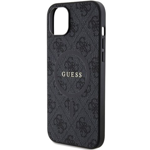 Etui na telefon Apple iPhone 15/14 Guess 4G Leather MagSafe czarne