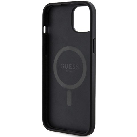 Etui na telefon Apple iPhone 15/14 Guess 4G Leather MagSafe czarne