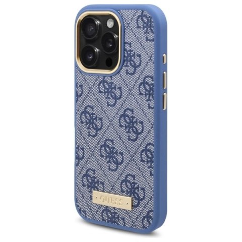 Etui na telefon iPhone 16 Pro Max Guess MagSafe niebieskie 4G Logo