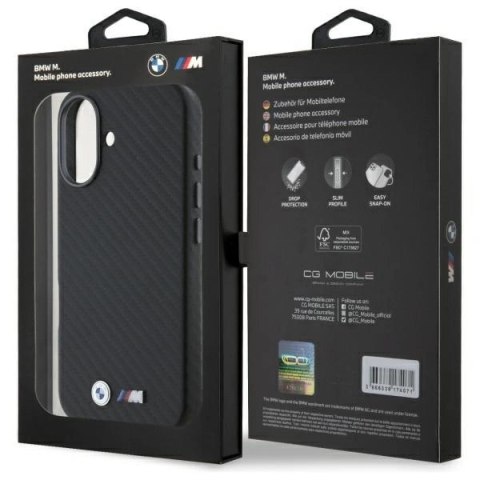 Etui BMW BMHCP16S23PUFWC Apple iPhone 16 hardcase Carbon Wrapped Metal czarny/black