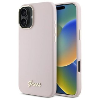 Etui na telefon Guess GUHCP16SSMBSLP iPhone 16 różowy silikonowy