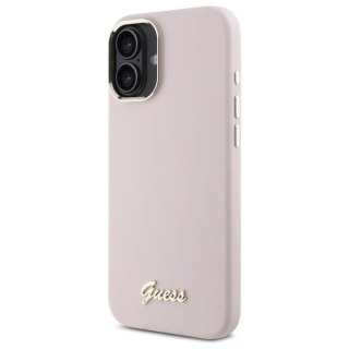 Etui na telefon Guess GUHCP16SSMBSLP iPhone 16 różowy silikonowy