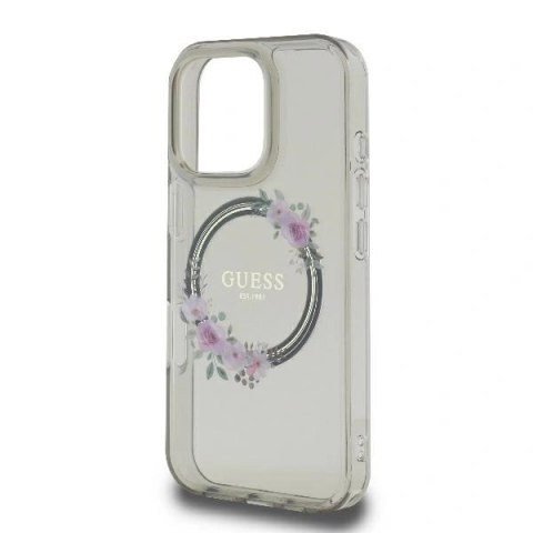 Etui na telefon Guess GUHMP16XHFWFCK iPhone 16 Pro Max MagSafe kwiaty czarny