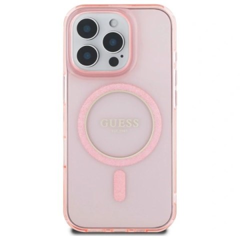 Etui na telefon Guess GUHMP16LHFGEREP iPhone 16 Pro MagSafe różowy