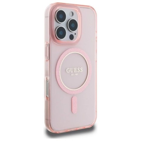 Etui na telefon Guess GUHMP16LHFGEREP iPhone 16 Pro MagSafe różowy