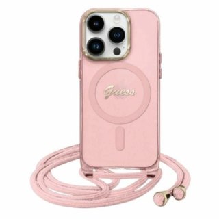 Etui na telefon Guess GUHMP16SHCTSGNSP Crossbody MagSafe różowy/pink