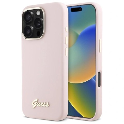 Etui na telefon Guess GUHCP16LSMBSLP iPhone 16 Pro różowe silikonowe