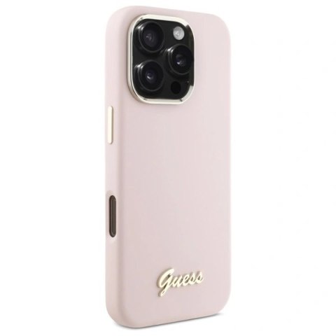 Etui na telefon Guess GUHCP16LSMBSLP iPhone 16 Pro różowe silikonowe