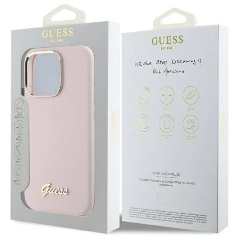 Etui na telefon Guess GUHCP16LSMBSLP iPhone 16 Pro różowe silikonowe