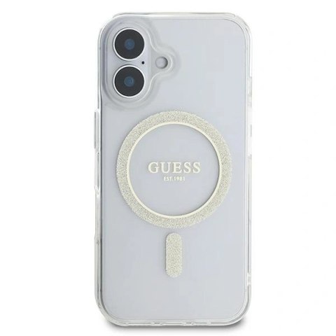 Etui na telefon Guess GUHMP16SHFGERET iPhone 16 MagSafe Glitter Transparent