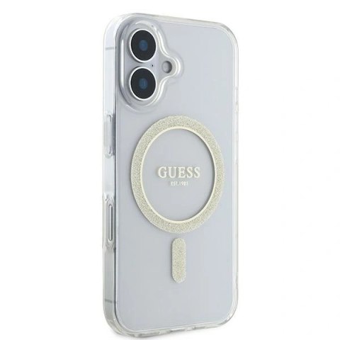 Etui na telefon Guess GUHMP16SHFGERET iPhone 16 MagSafe Glitter Transparent