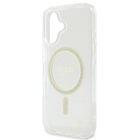 Etui na telefon Guess GUHMP16SHFGERET iPhone 16 MagSafe Glitter Transparent