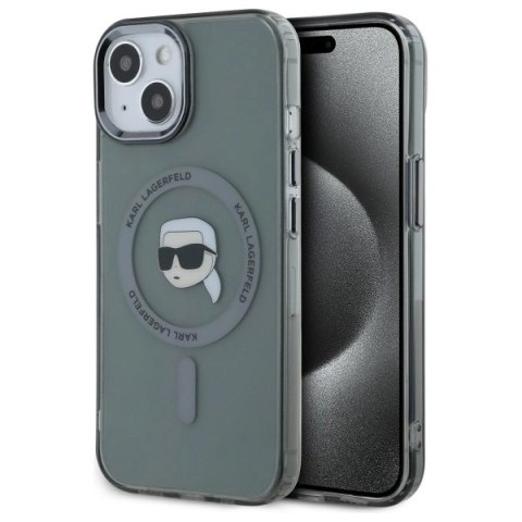 Etui Karl Lagerfeld KLHMP15SHLSKIK Apple iPhone 15 hardcase IML Metal Karl Head MagSafe czarny/black