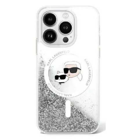 Etui Karl Lagerfeld KLHMP16MLGKCSGH Apple iPhone 16 Plus hardcase Liquid Glitter Karl&Choupette Head Magsafe transparent