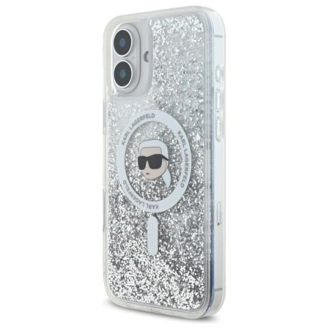 Etui Karl Lagerfeld KLHMP16MLGKISGH Apple iPhone 16 Plus hardcase Liquid Glitter Karl Head Magsafe transparent