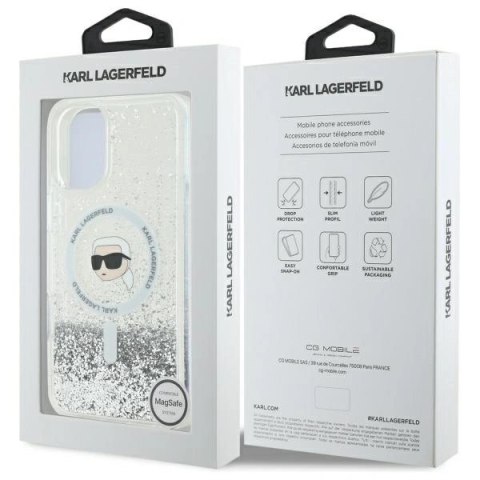 Etui Karl Lagerfeld KLHMP16MLGKISGH Apple iPhone 16 Plus hardcase Liquid Glitter Karl Head Magsafe transparent