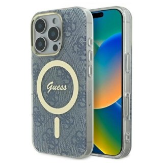 Etui na telefon Guess GUHMP16LH4STB do iPhone 16 Pro MagSafe niebieskie