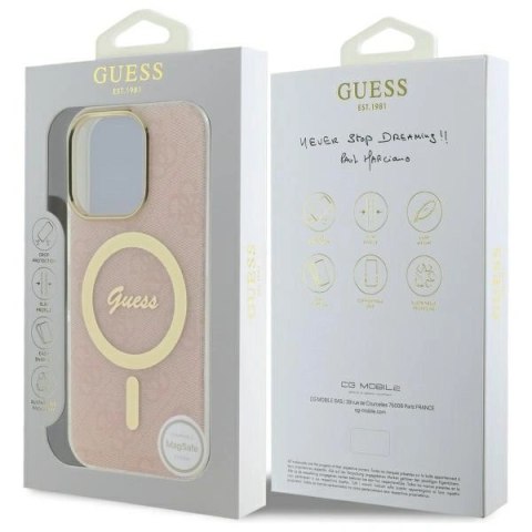 Etui na telefon Guess GUHMP16LH4STP iPhone 16 Pro MagSafe różowe