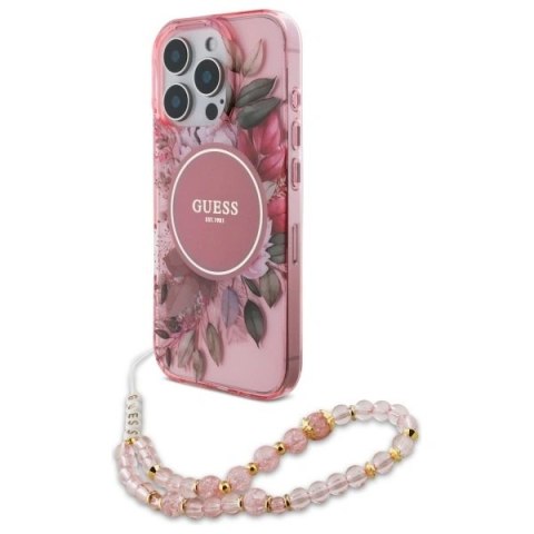 Etui na telefon Guess GUHMP16LHFWBRCESP iPhone 16 Pro MagSafe różowe