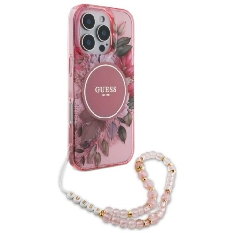 Etui na telefon Guess GUHMP16LHFWBRCESP iPhone 16 Pro MagSafe różowe