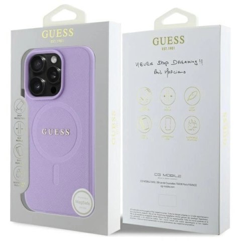 Etui na telefon Guess GUHMP16LPSAHMCU iPhone 16 Pro MagSafe fioletowe