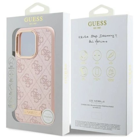 Etui na telefon Guess GUHMP16LU4GPRP MagSafe różowe do iPhone 16 Pro