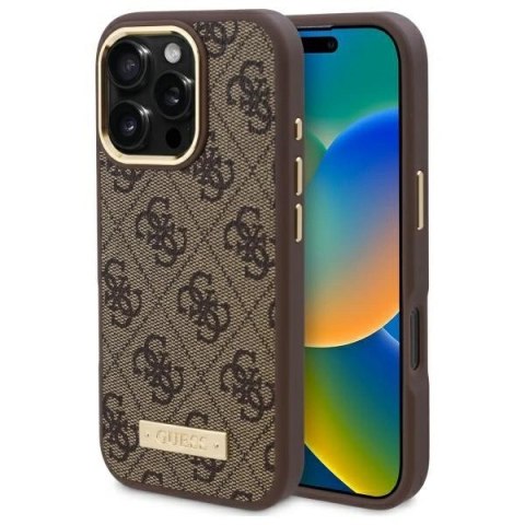 Etui na telefon Guess GUHMP16LU4GPRW iPhone 16 Pro MagSafe brązowe