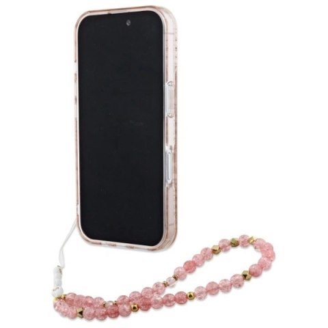 Etui Guess GUHMP16MHCPOFPP Apple iPhone 16 Plus hardcase IML Flowers Allover Electro With Pearl Strap MagSafe różowy/pink