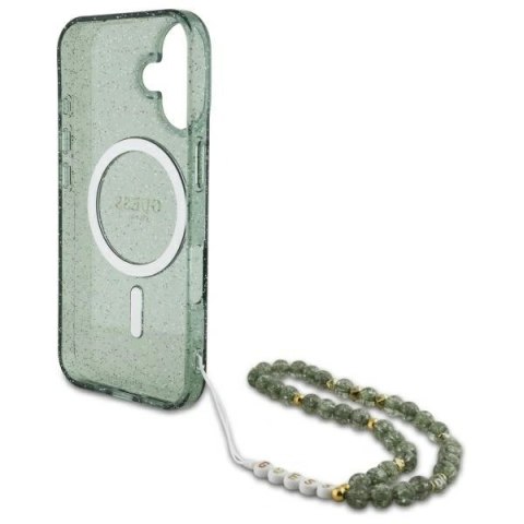 Etui Guess GUHMP16MHGCRELSA Apple iPhone 16 Plus hardcase IML Glitter With Pearl Strap MagSafe zielony/green