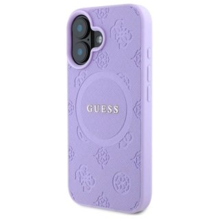 Etui Guess GUHMP16MPSAPSMEU Apple iPhone 16 Plus hardcase Saffiano Peony Classic Logo MagSafe fioletowy/purple