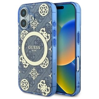 Etui na telefon Guess GUHMP16SH4PYEEB iPhone 16 MagSafe niebieskie