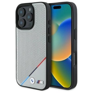 Etui BMW BMHMP16X23PUPDG Apple iPhone 16 Pro Max hardcase M Perforated Tricolor Line MagSafe szary/grey