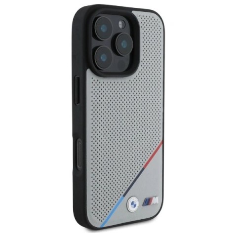 Etui BMW BMHMP16X23PUPDG Apple iPhone 16 Pro Max hardcase M Perforated Tricolor Line MagSafe szary/grey