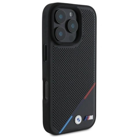 Etui BMW BMHMP16X23PUPDK Apple iPhone 16 Pro Max hardcase M Perforated Tricolor Line MagSafe czarny/black