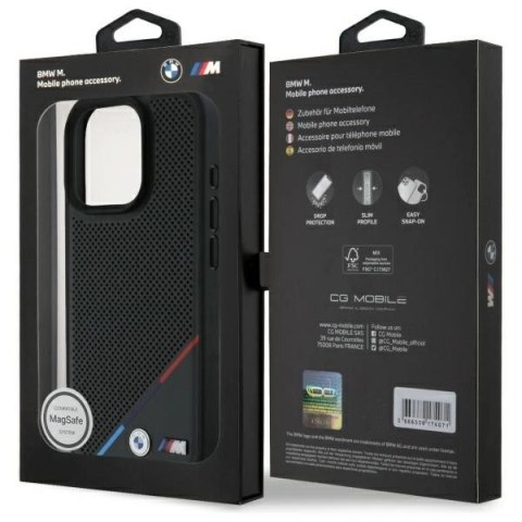 Etui BMW BMHMP16X23PUPDK Apple iPhone 16 Pro Max hardcase M Perforated Tricolor Line MagSafe czarny/black