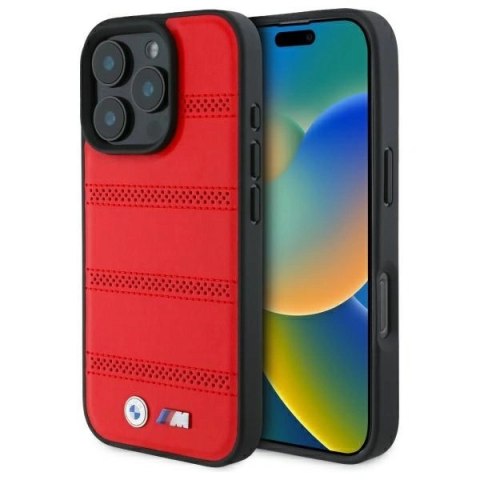 Etui BMW BMHMP16X23PUSPR Apple iPhone 16 Pro Max hardcase M Perforated And Stitched Line MagSafe czerwony/red