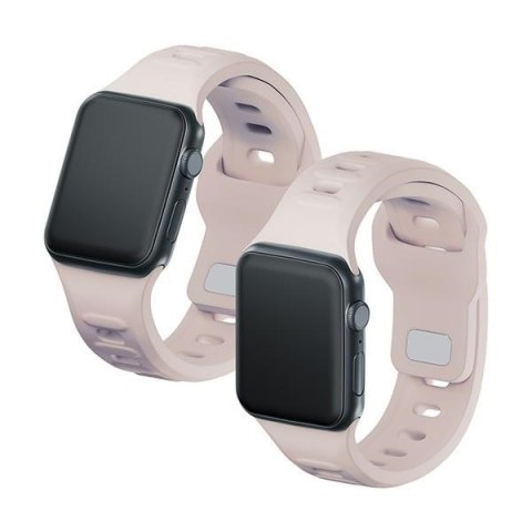 Pasek 3MK Silicone Watch Strap Apple Watch 4/5/6/7/8/9/SE/Ultra 42/44/45/49mm różowobeżowy/latte