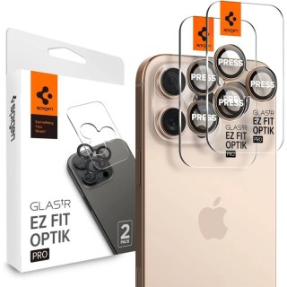 Szkło hartowane na aparat Spigen GLAS.tR Ez Fit Optik Pro Camera Protector Apple iPhone 16 Pro / Pro Max Desert Titanium [2 PACK